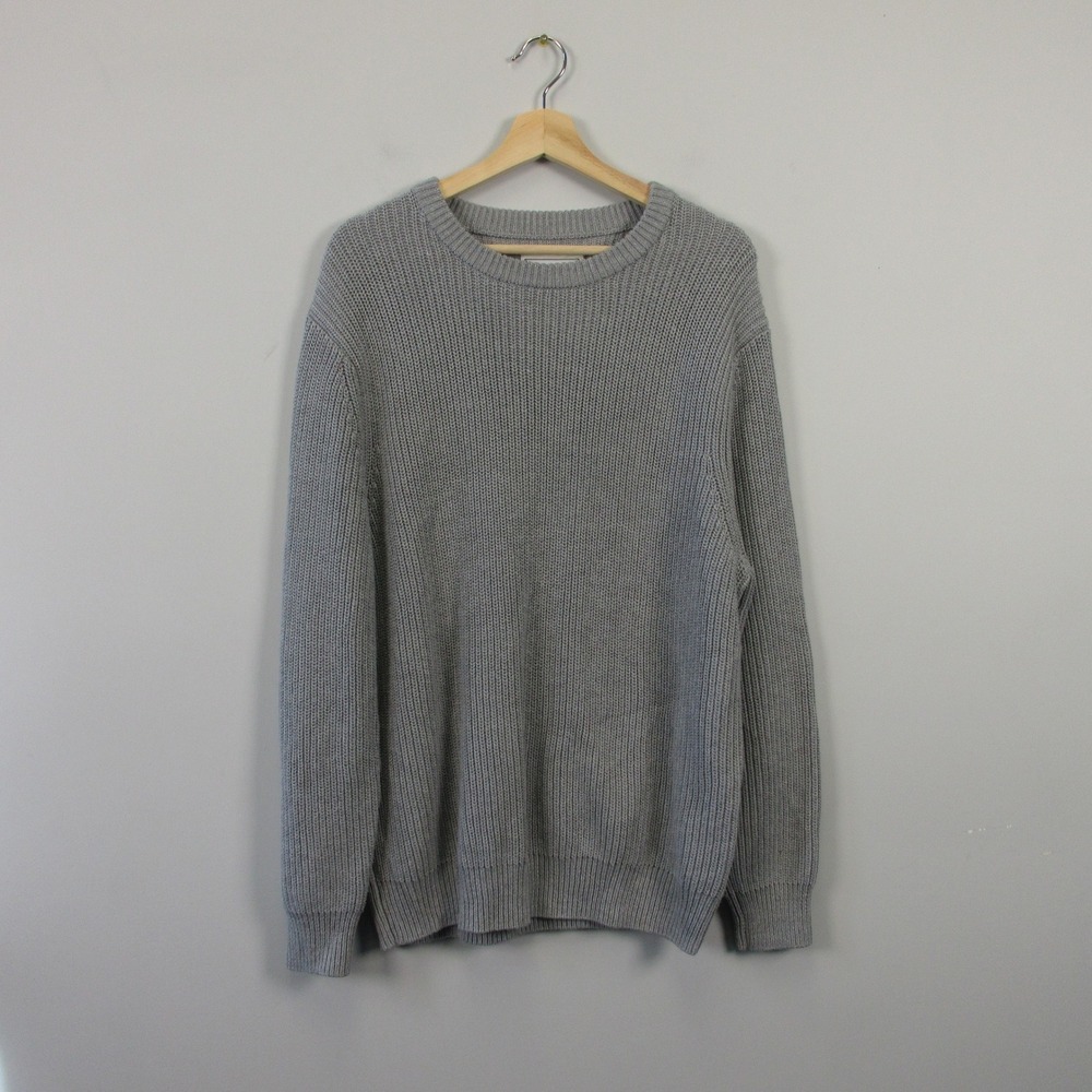 Long Wharf Supply Co.  Crew Neck Knit Sweater Men XL Gray Cotton Blend Comfy 810
